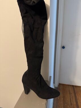 Black Over-the-Knee Block Heel Boots - Women